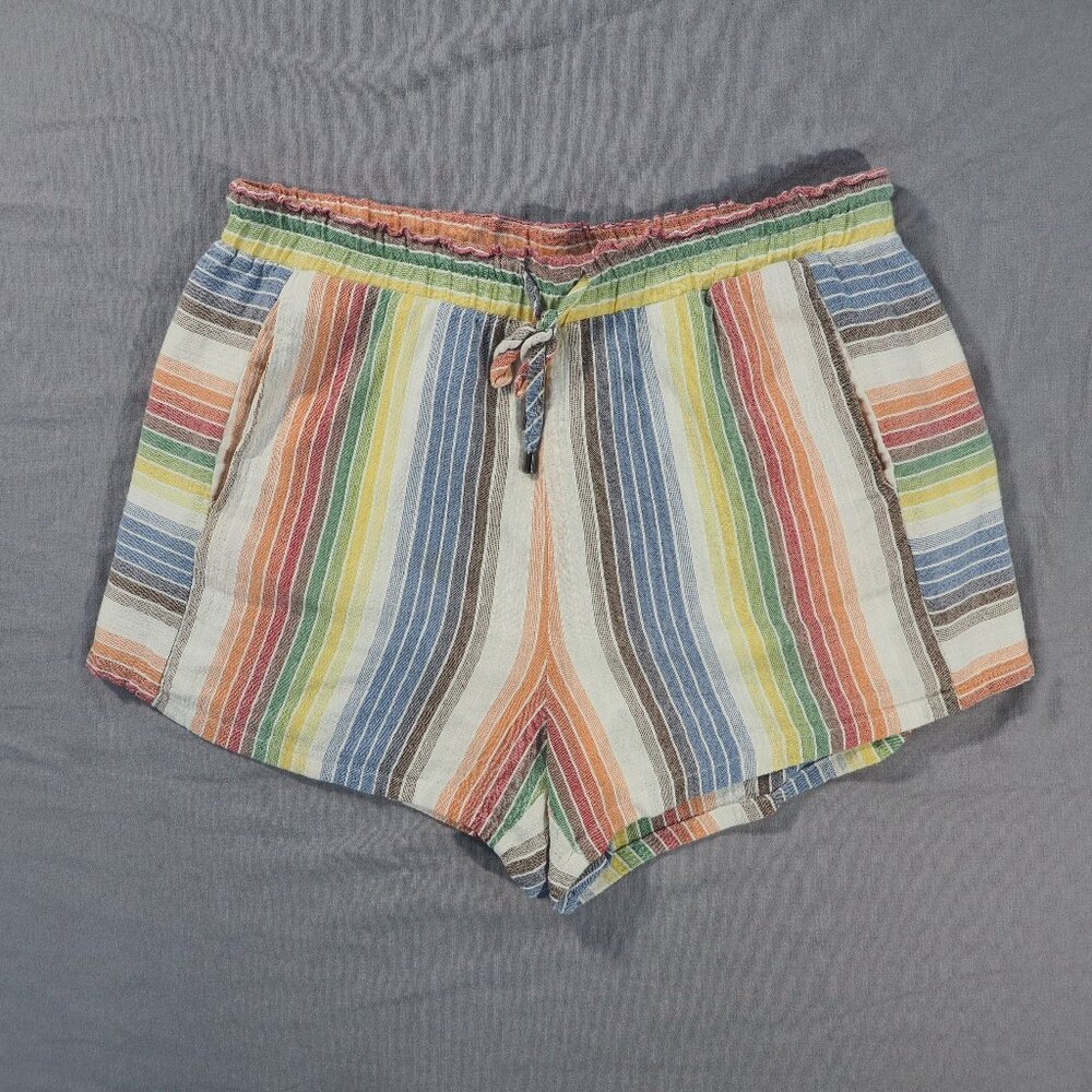 For The Republic Shorts Size Large Rainbow Stripe Mini Boho Booty Sexy Retro